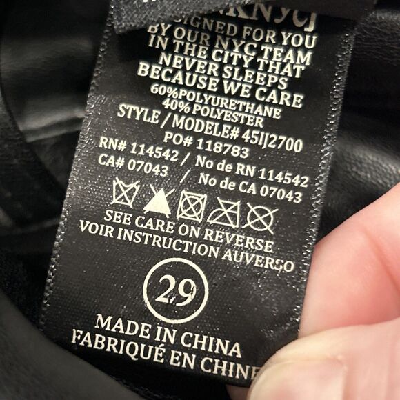 Blank NYC Pants Women 29 Faux Leather Black The Baxter Ribcage Straight Leg Crop - Picture 5 of 11